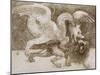 Fight Between a Dragon and a Lion-Leonardo da Vinci-Mounted Giclee Print