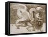 Fight Between a Dragon and a Lion-Leonardo da Vinci-Framed Stretched Canvas