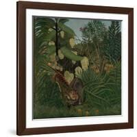 Fight between a Tiger and a Buffalo, 1908, by Henri Rousseau, 1844-1910, French painting,-Henri Rousseau-Framed Art Print