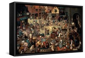 Fight Between Carnival and Lent, 1559-Pieter Bruegel the Elder-Framed Stretched Canvas