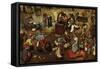 Fight Between Carnival and Lent, Detail-Pieter Bruegel the Elder-Framed Stretched Canvas