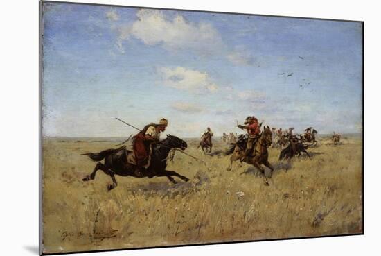 Fight Between Dnieper Cossacks and Tatars, 1892-Sergei Ivanovich Vasilkovsky-Mounted Giclee Print