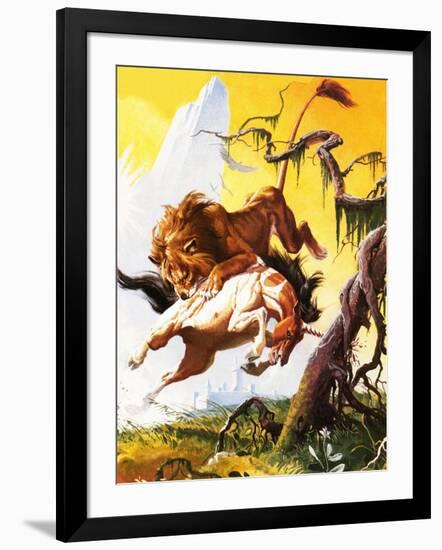 Fight Between Unicorn and Lion-Severino Baraldi-Framed Giclee Print
