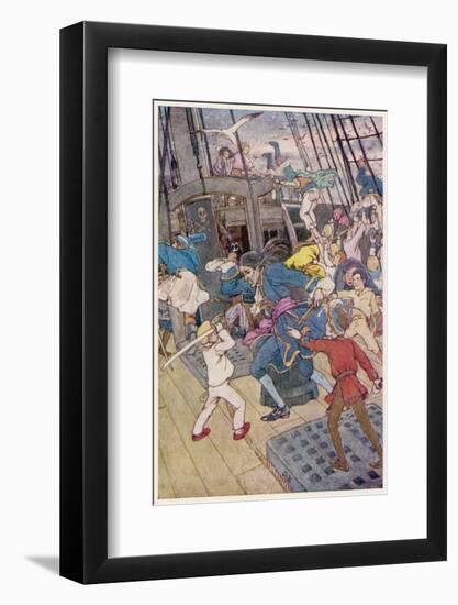 Fight Breaks out on Board the Pirate Ship-Alice B. Woodward-Framed Photographic Print