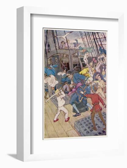 Fight Breaks out on Board the Pirate Ship-Alice B. Woodward-Framed Photographic Print