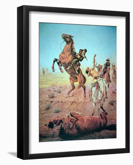 Fight For the Water Hole-Charles Schreyvogel-Framed Giclee Print