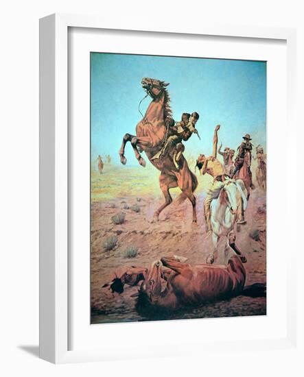 Fight For the Water Hole-Charles Schreyvogel-Framed Giclee Print