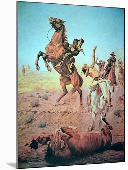 Fight For the Water Hole-Charles Schreyvogel-Mounted Giclee Print