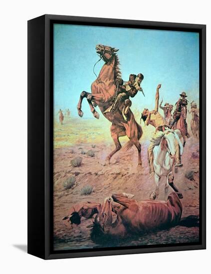 Fight For the Water Hole-Charles Schreyvogel-Framed Stretched Canvas