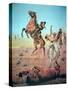 Fight For the Water Hole-Charles Schreyvogel-Stretched Canvas