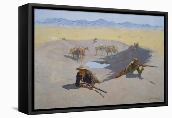 Fight for the Waterhole, 1903 (Oil on Canvas)-Frederic Remington-Framed Stretched Canvas