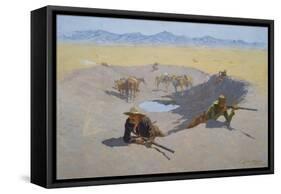 Fight for the Waterhole, 1903 (Oil on Canvas)-Frederic Remington-Framed Stretched Canvas
