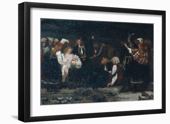 Fight in a Farmyard-Olaf Isaachsen-Framed Giclee Print