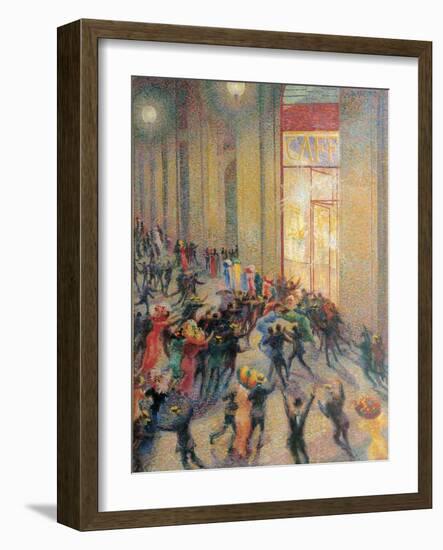 Fight in the Arcade-Umberto Boccioni-Framed Art Print