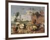 Fight of Cocks-Frans Snyders-Framed Art Print