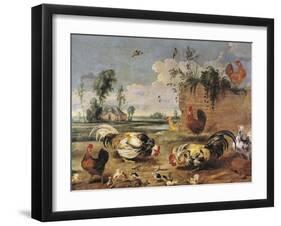 Fight of Cocks-Frans Snyders-Framed Art Print