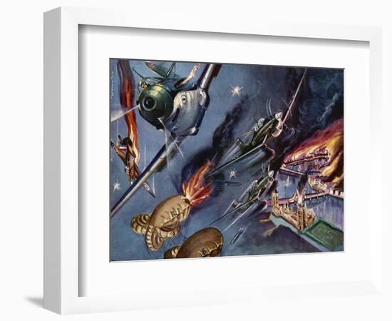 Fight over Westminster-null-Framed Art Print