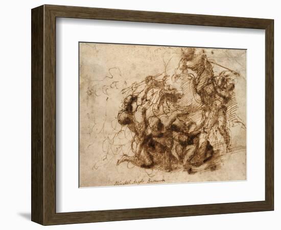 Fight Study for the 'Cascina Battle', 1504-Michelangelo Buonarroti-Framed Giclee Print