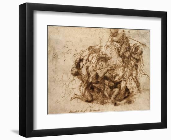 Fight Study for the 'Cascina Battle', 1504-Michelangelo Buonarroti-Framed Giclee Print