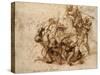Fight Study for the 'Cascina Battle', 1504-Michelangelo Buonarroti-Stretched Canvas
