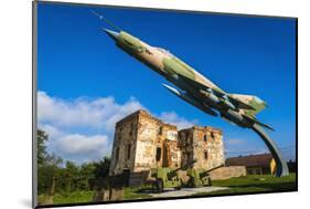 Fighter Jet and Bombed Building at the Karlovac War Memorial, Karlovac, Croatia-Russ Bishop-Mounted Photographic Print