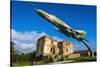 Fighter Jet and Bombed Building at the Karlovac War Memorial, Karlovac, Croatia-Russ Bishop-Stretched Canvas
