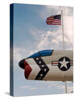 Fighter Jet and Flag along US Highway 50, Fallon, Nevada, USA-Scott T. Smith-Stretched Canvas