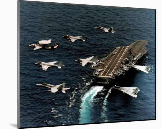 Fighter Jets Flying by USS George Washington ART PRINT Poster-null-Mounted Poster