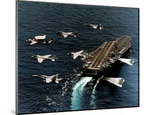 Fighter Jets Flying by USS George Washington ART PRINT Poster-null-Mounted Poster