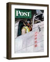 "Fighter Pilot," Saturday Evening Post Cover, May 22, 1943-Mead Schaeffer-Framed Giclee Print