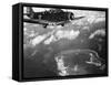 Fighter Plane Hovering over Paific-null-Framed Stretched Canvas