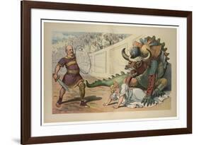 Fighting An Industrial Monster-JS Pughe-Framed Art Print