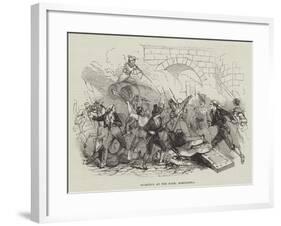 Fighting at the Gate, Barcelona-null-Framed Giclee Print