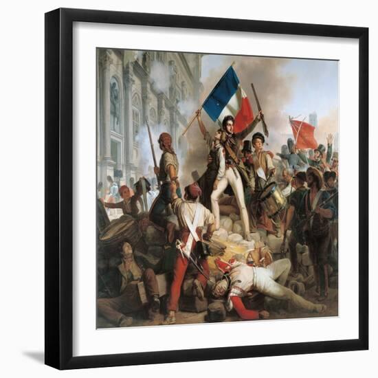 Fighting at the Hotel De Ville, 28th July 1830, 1833-Jean Victor Schnetz-Framed Giclee Print