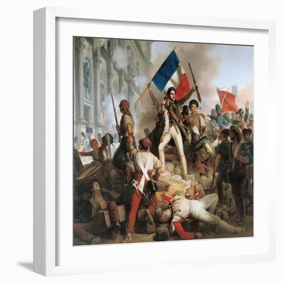 Fighting at the Hotel De Ville, 28th July 1830, 1833-Jean Victor Schnetz-Framed Giclee Print