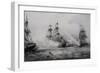 Fighting Between British and American Third-Rate Sailing Ships with 74 Guns-null-Framed Giclee Print