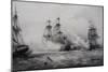 Fighting Between British and American Third-Rate Sailing Ships with 74 Guns-null-Mounted Giclee Print