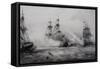 Fighting Between British and American Third-Rate Sailing Ships with 74 Guns-null-Framed Stretched Canvas