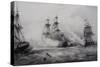 Fighting Between British and American Third-Rate Sailing Ships with 74 Guns-null-Stretched Canvas