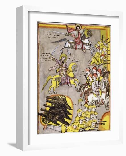 Fighting Between Ethiopian and Italian Troops, War in Abyssinia, Ethiopia-null-Framed Giclee Print