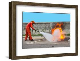 Fighting Fire during Training-Yutthaphong-Framed Photographic Print