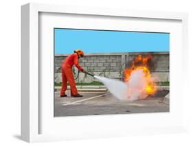 Fighting Fire during Training-Yutthaphong-Framed Photographic Print