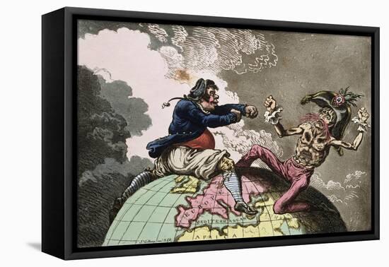 Fighting for the Dunghill, or Jack Tar Settl'Ing Buonaparte, Published by Hannah Humphrey in 1798-James Gillray-Framed Stretched Canvas