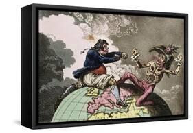 Fighting for the Dunghill, or Jack Tar Settl'Ing Buonaparte, Published by Hannah Humphrey in 1798-James Gillray-Framed Stretched Canvas