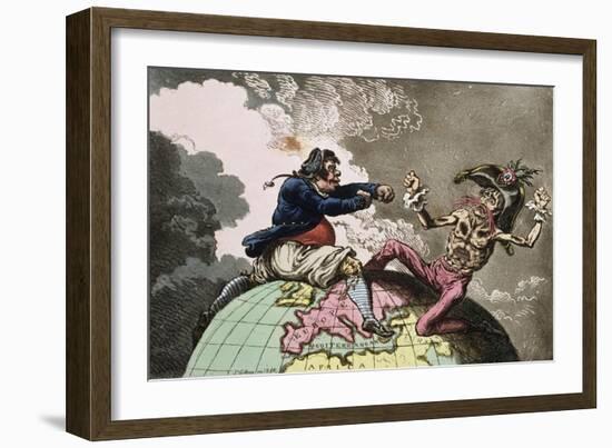 Fighting for the Dunghill, or Jack Tar Settl'Ing Buonaparte, Published by Hannah Humphrey in 1798-James Gillray-Framed Giclee Print