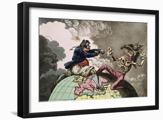 Fighting for the Dunghill, or Jack Tar Settl'Ing Buonaparte, Published by Hannah Humphrey in 1798-James Gillray-Framed Giclee Print