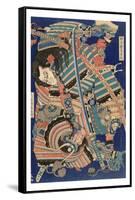 Fighting Heroes, 1827-1832-Katsushika Hokusai-Framed Stretched Canvas