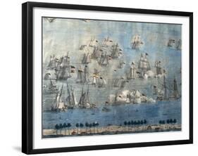Fighting in Lagoon of Maracaibo Between Spanish and Colombian Fleets, June 24, 1823-null-Framed Giclee Print