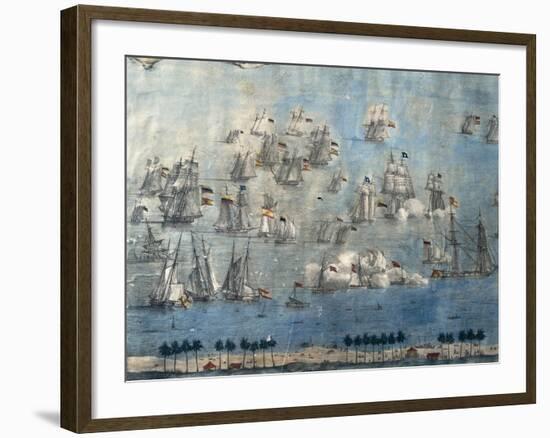 Fighting in Lagoon of Maracaibo Between Spanish and Colombian Fleets, June 24, 1823-null-Framed Giclee Print