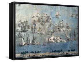Fighting in Lagoon of Maracaibo Between Spanish and Colombian Fleets, June 24, 1823-null-Framed Stretched Canvas
